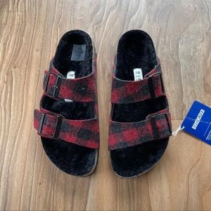 NWT Shearling Plaid Birkenstock’s Sz 40